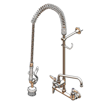 T&S-B-0133-ADF12-BR: (EasyInstall) Pre-Rinse Faucet Assembly, with Add On Faucet